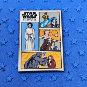 Disney Parks Pin Star Wars Saga Comic Pin Episode IV Leia Luke Darth Vader Hans